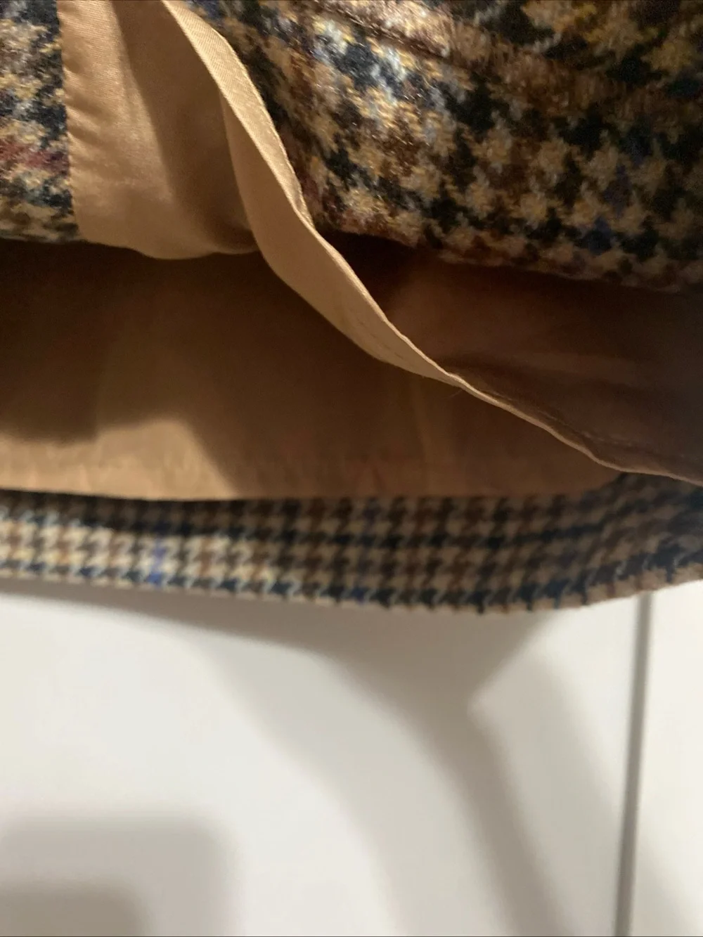 J. Crew Houndstooth Mini Skirt in Brown with Navy and Rust Accents